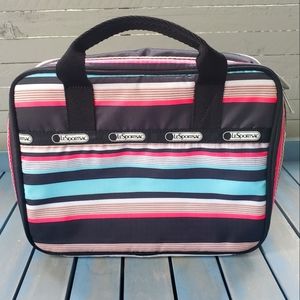 LESPORTSAC Lunchbox Insulated Striped Black/White/Blue Pink